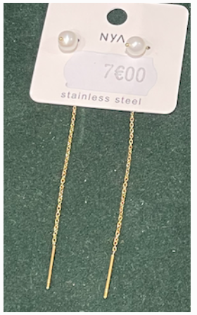 boucle oreille doré chaine perle