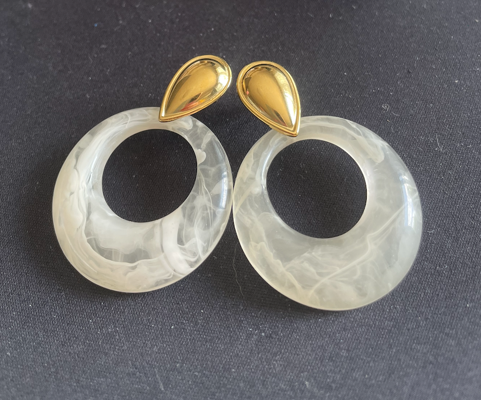 boucle oreille dore anneau transparent