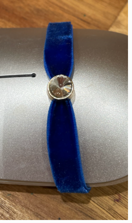 Bracelet velours bleu strass