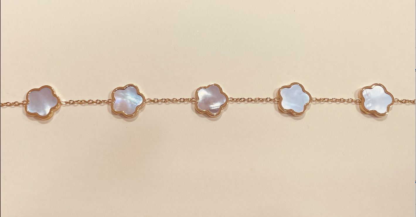 bracelet dore nacre multi fleur