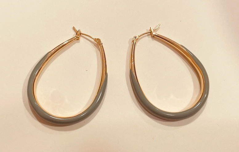 boucles oreilles doré créoles verte