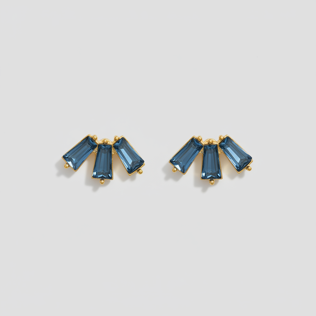 boucle oreille puce dore bleu