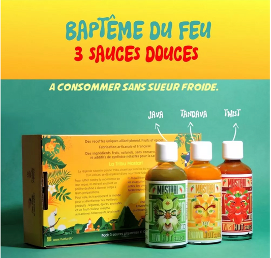 Coffret 3 sauces piquantes douces - Baptême du feu 🌶️