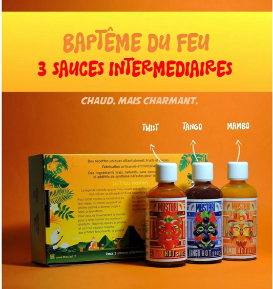Coffret 3 sauces piquantes intermédiaires - Coup de foudre 🌶️