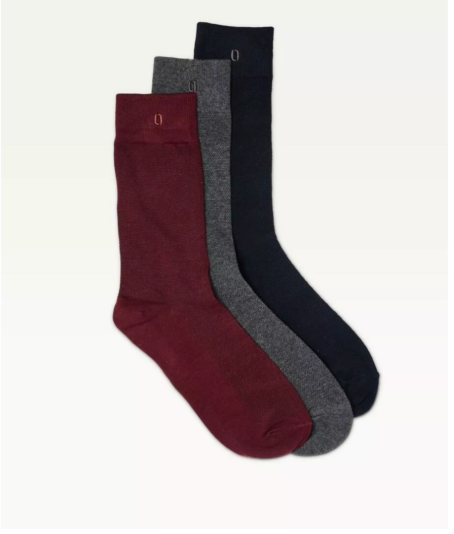 chaussette New Gaufré - Marine bordeaux gris