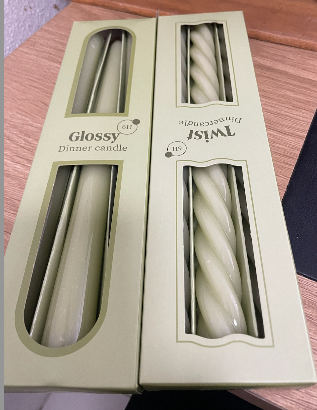 Bougie lisse ou torsadée vert clair