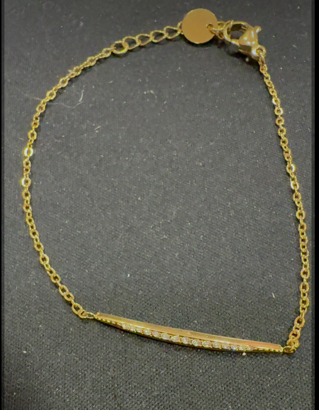 bracelet dore strass plat