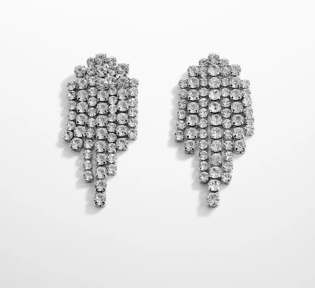 Boucle oreille argent pendante courte strass