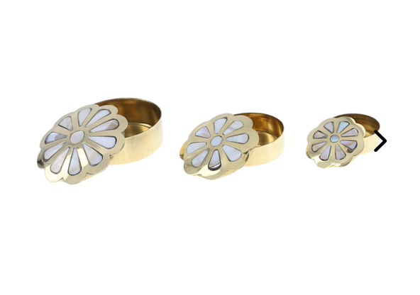 Boite fleur dore et nacre lot de 3