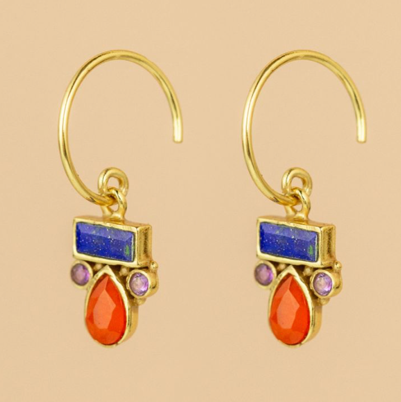 Boucles d'oreilles Pierres 3 pierres