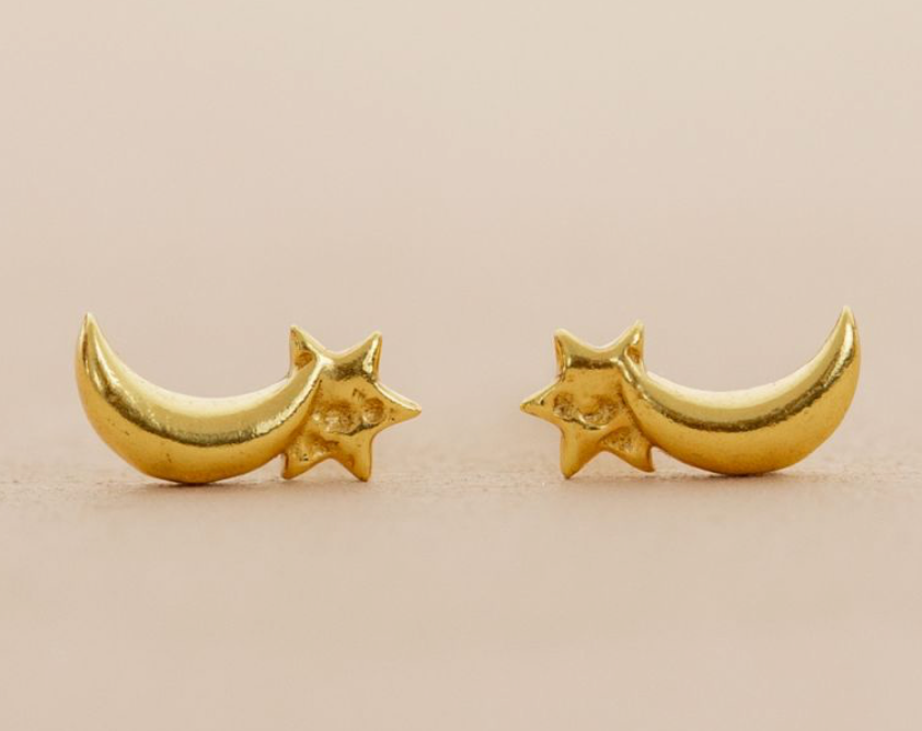 Puces oreilles lune et étoile P.O.