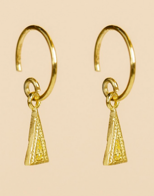 Boucles d'oreilles P.O pendantes triangles martelés