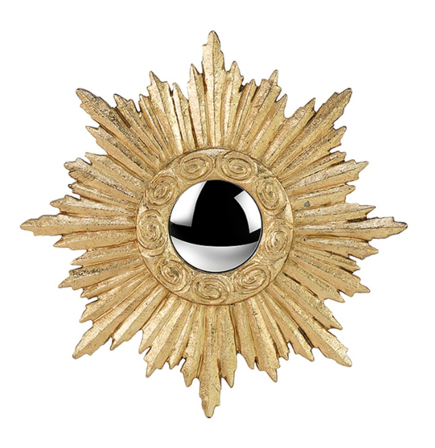 Miroir soleil doré