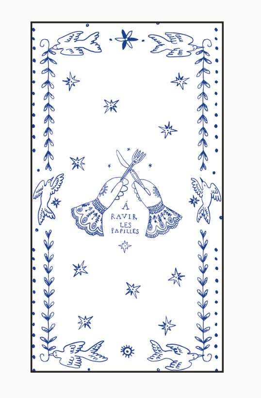 Serviette motifs bleu