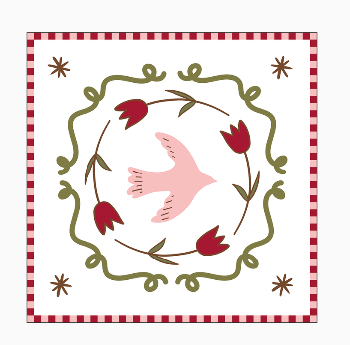 Serviette oiseau rose