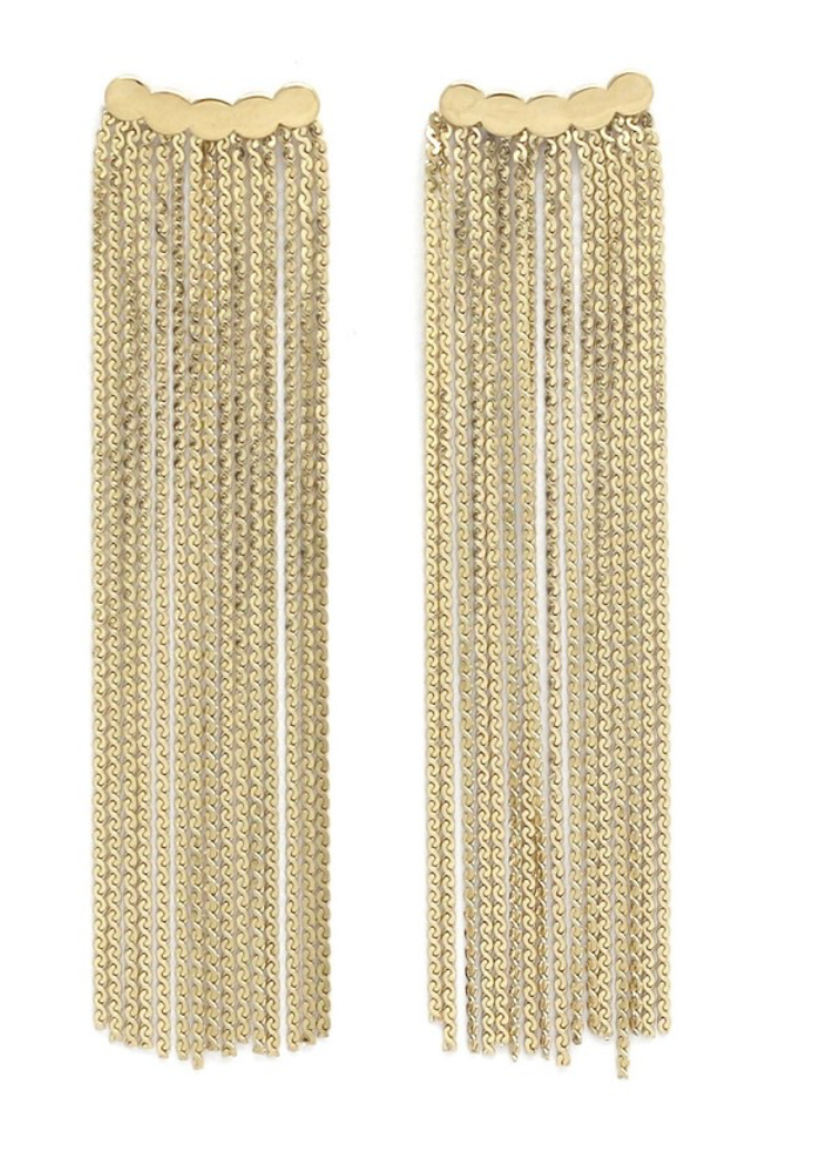 Boucles d'oreilles franges chaine doré longue