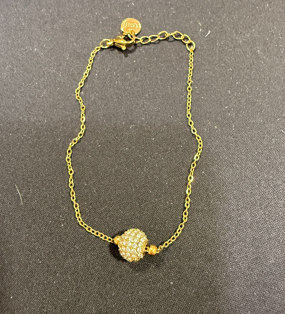 bracelet dore boule strass
