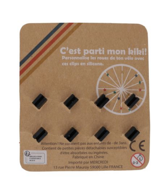 Lot de 8 clips étoiles et éclairs en silicone roues de vélo