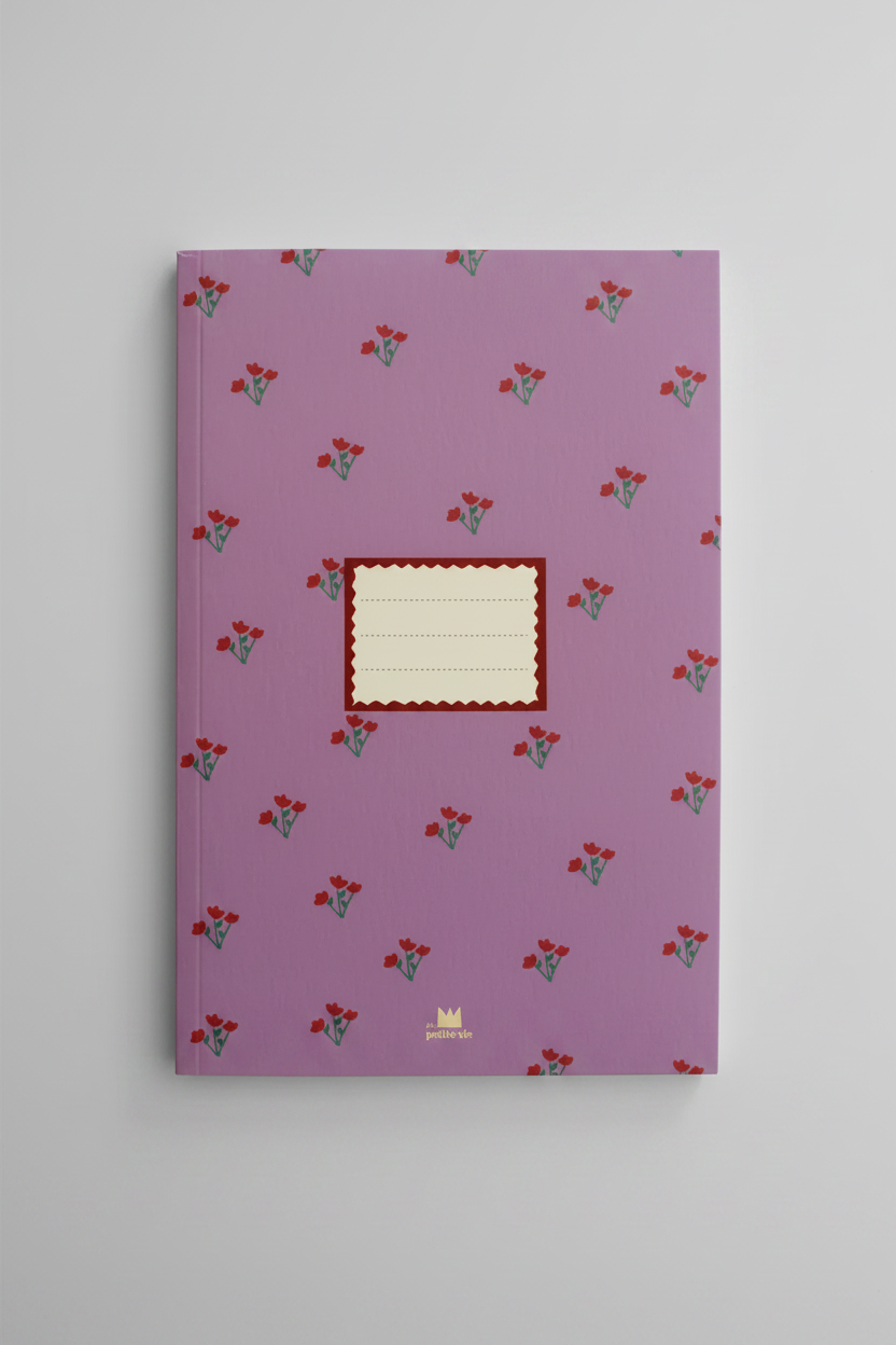 Carnet violet a fleurs