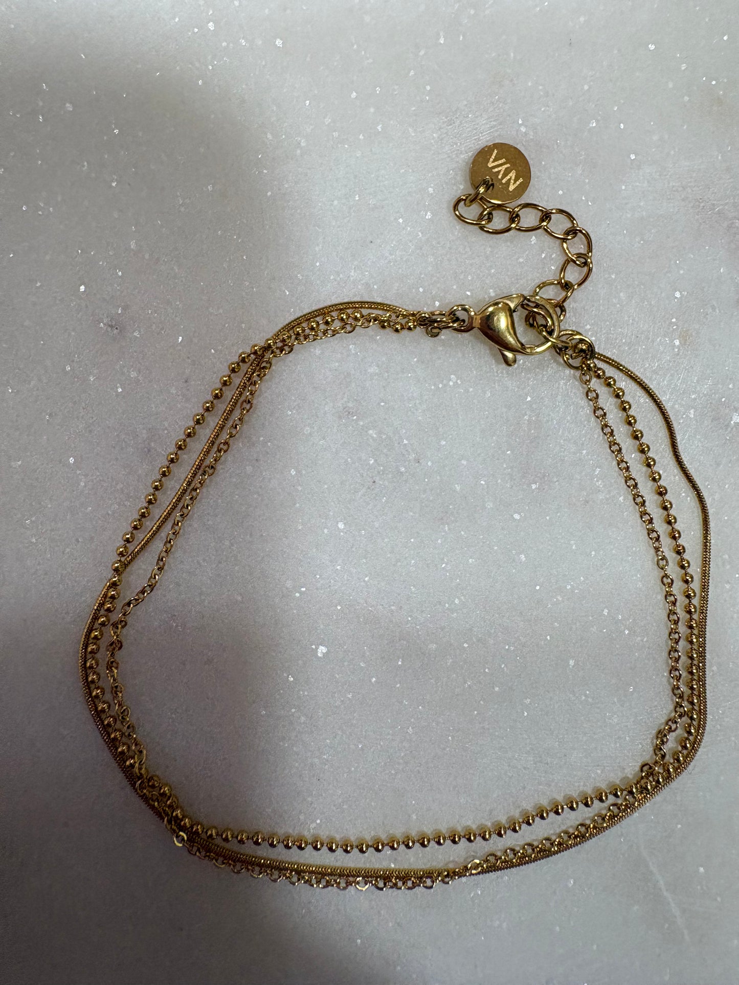 bracelet doré trio maille et boule
