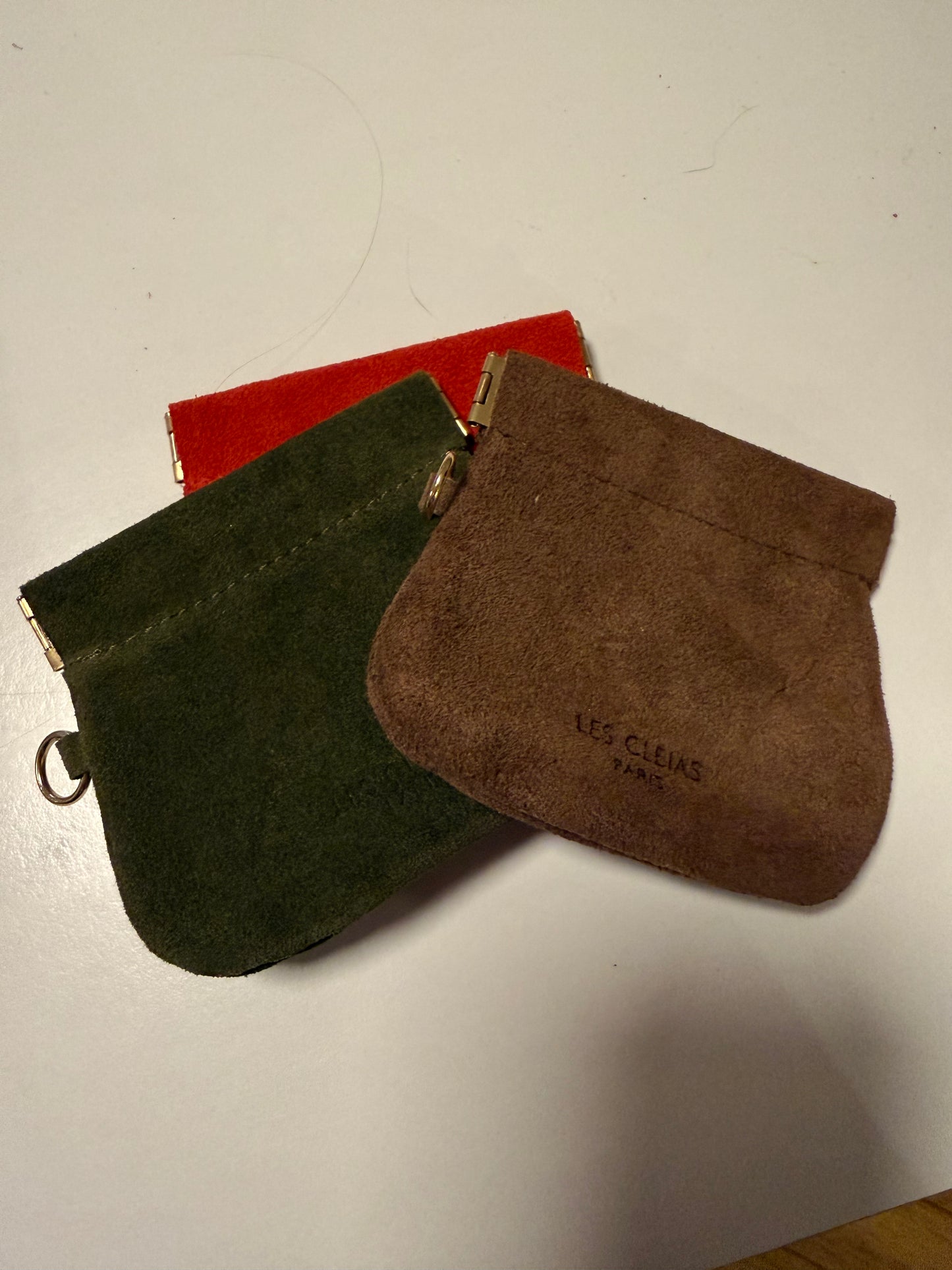 Porte monnaie clic clac cuir daim