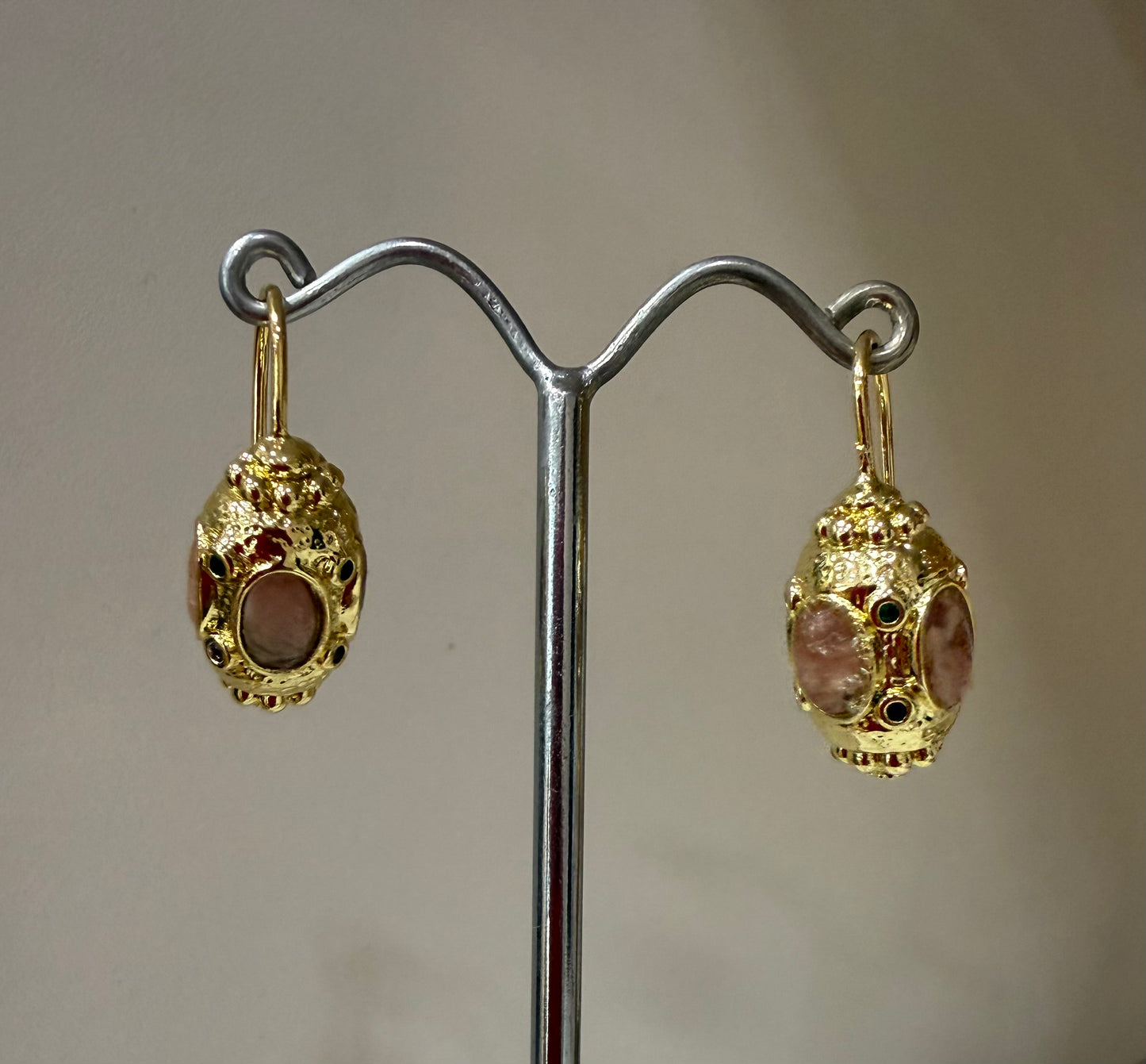 Boucles d'oreilles pierres roses