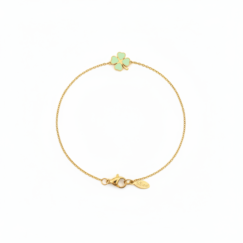 Bracelet trèfle vert pâle studio
