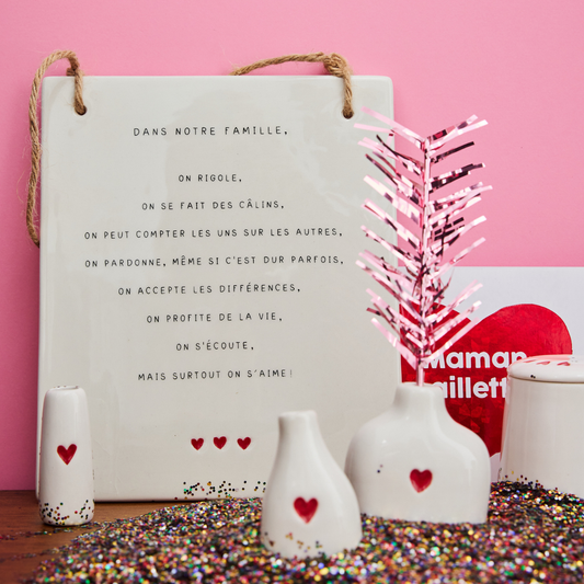 Soliflore en céramique cœur rouge petit modèle