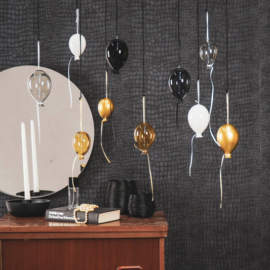 Boules ballons en verre HV, blanc, M, 6,5 x 10,5 cm