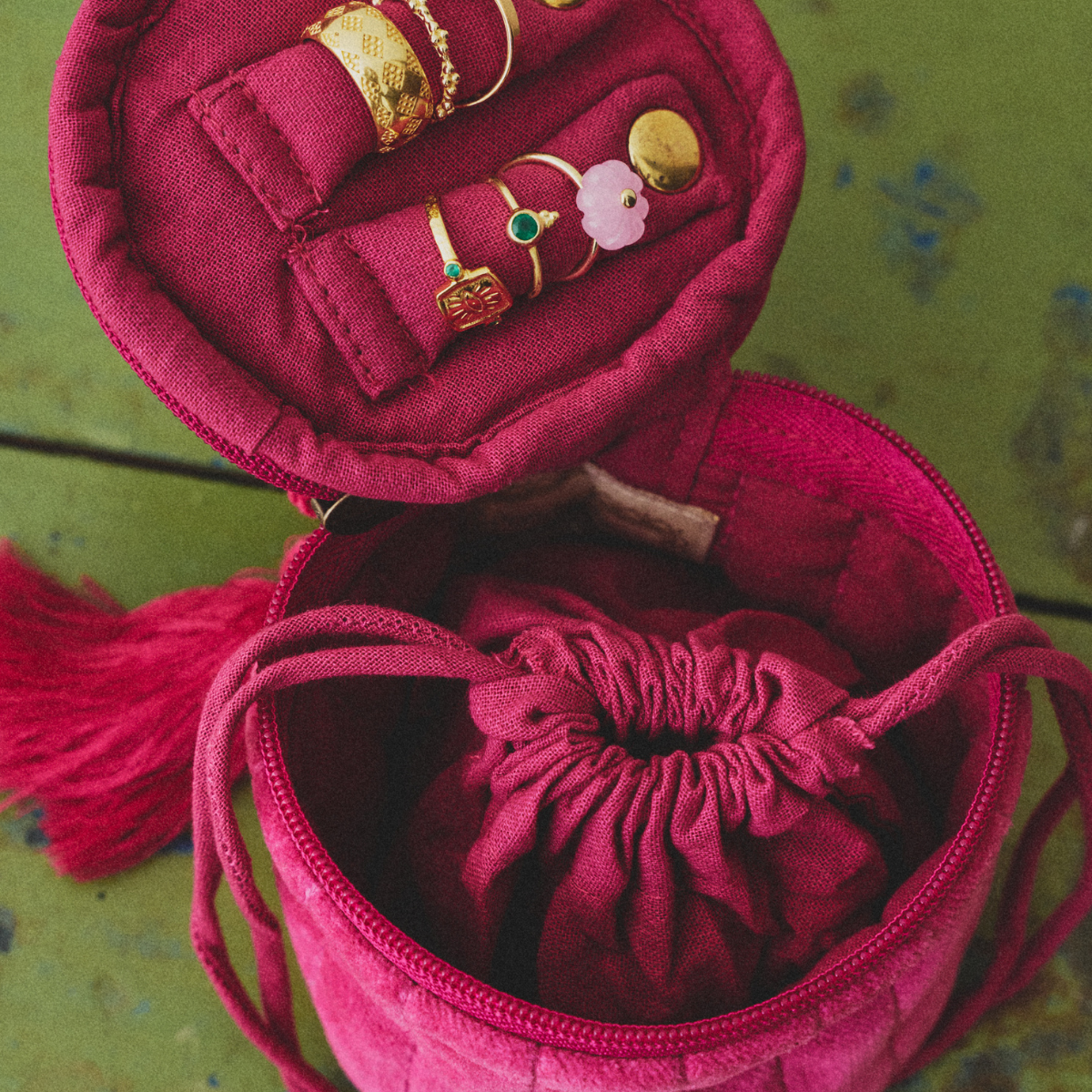 Trousse écrin à bijoux en velours rose - Aland