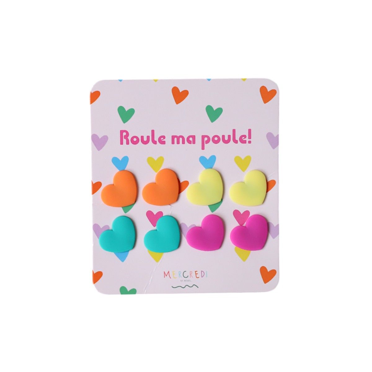 Lot de 8 clips cœurs multicolores en silicone roues de vélo