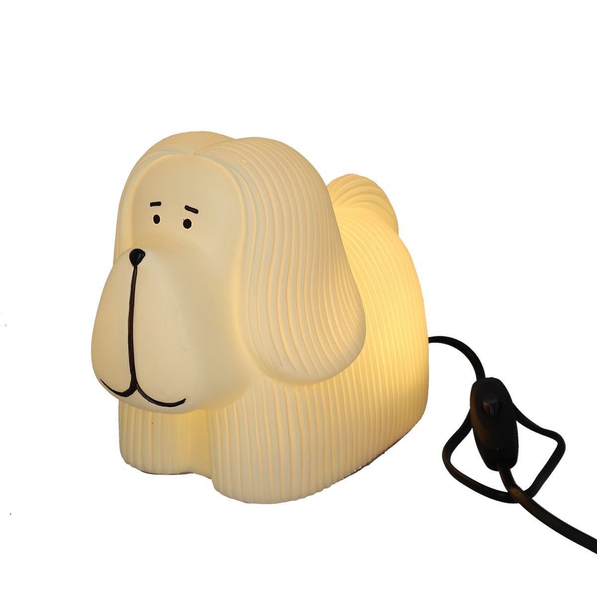 Lampe chien skye terrier blanc