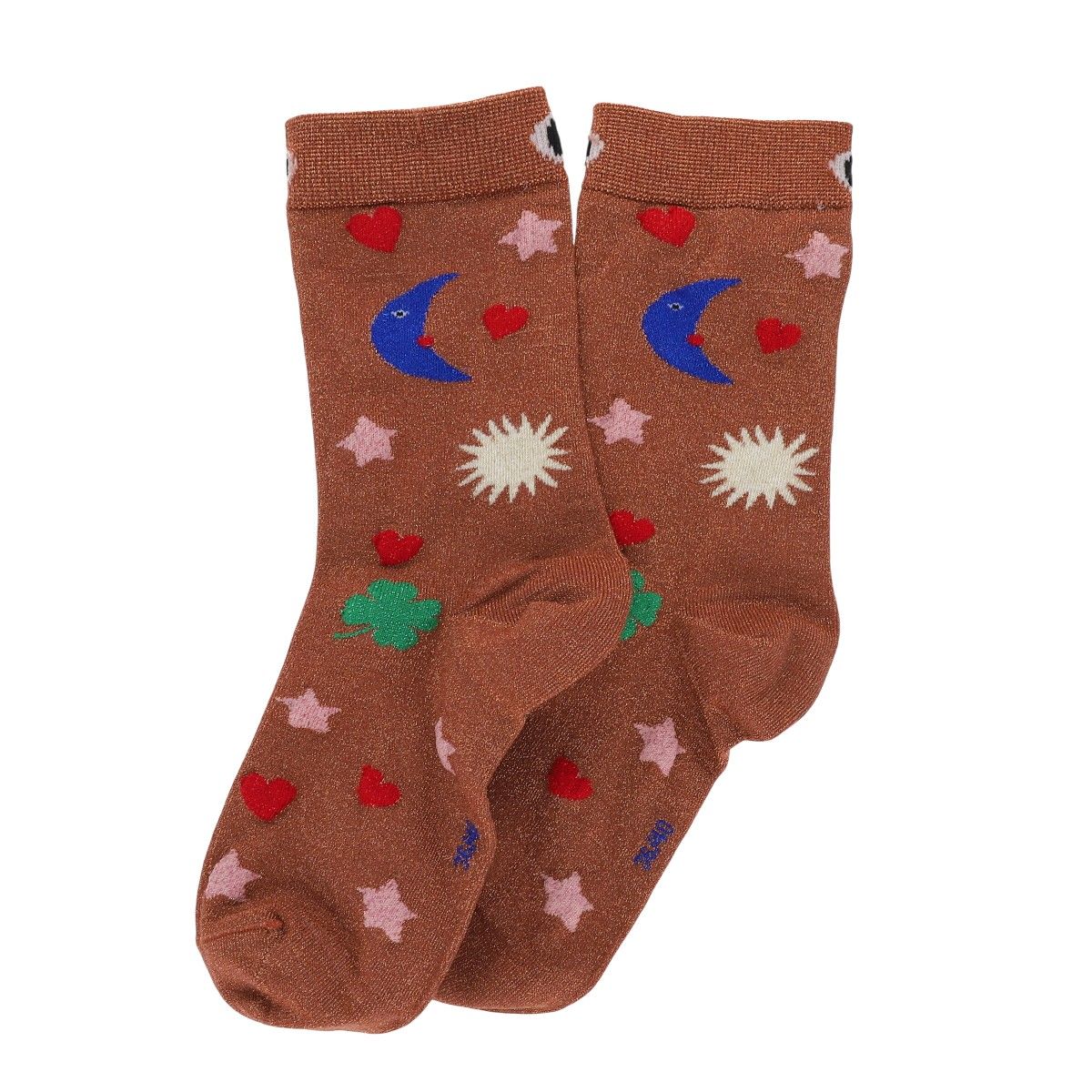Chaussettes femme à paillettes bronze - La bonne aventure