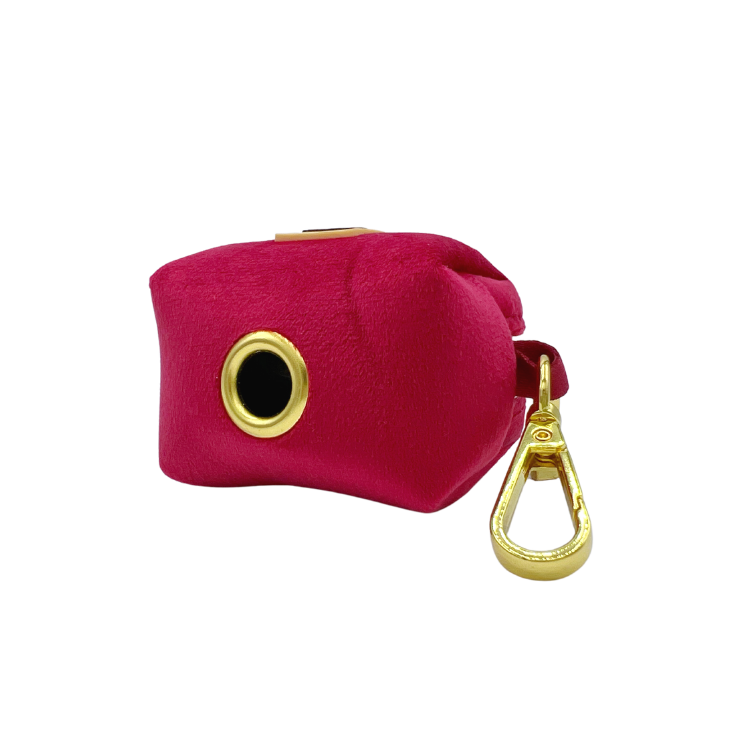 Porte-sac pour déjections canines -velours écarlate - rouge