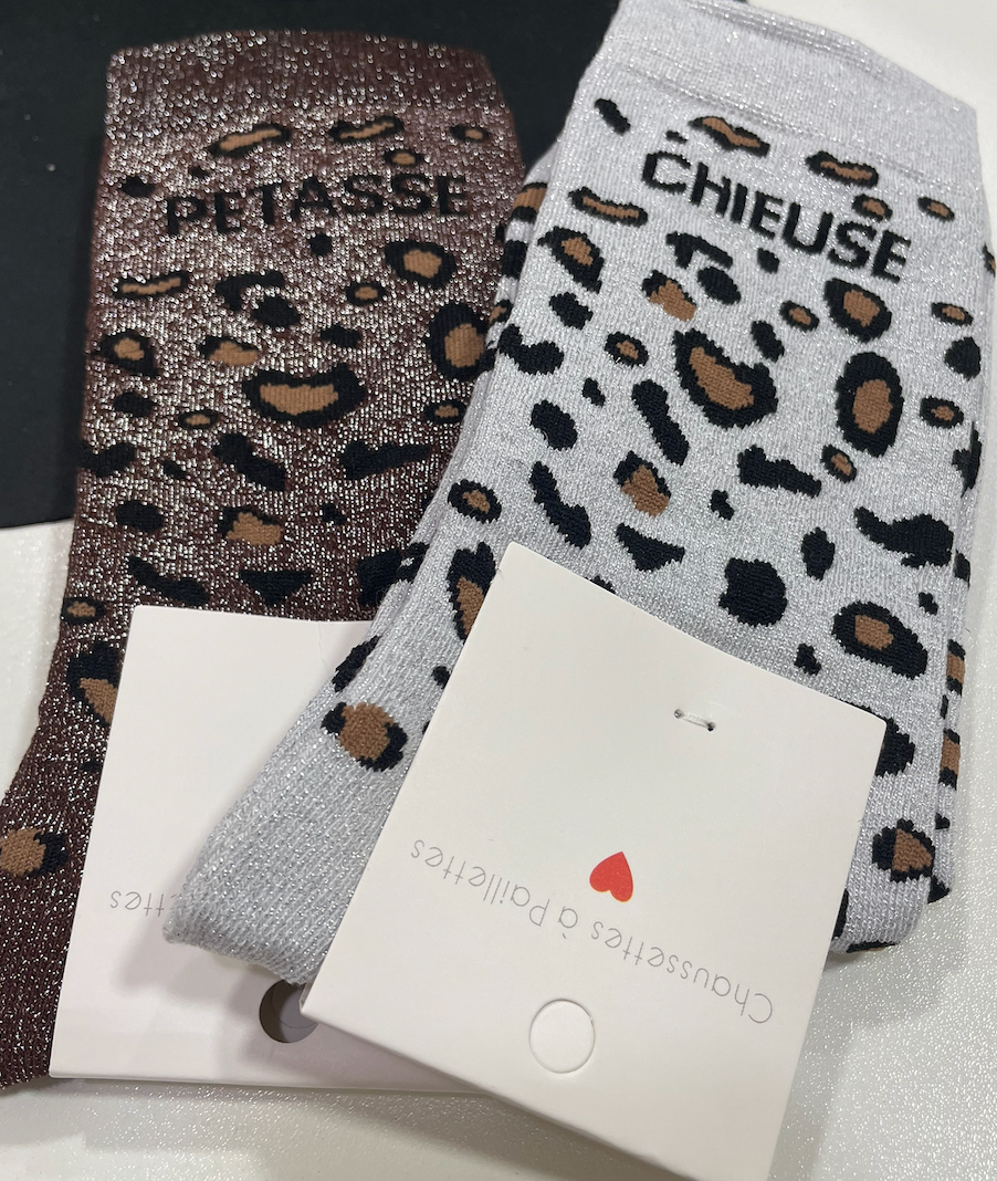 Chaussettes messages à paillettes
