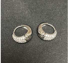 Boucle oreille argent mini créole strass