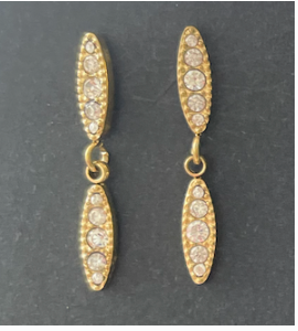 Boucle oreille doré double pendentif strass