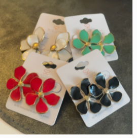 Boucle oreille puce grosses fleurs