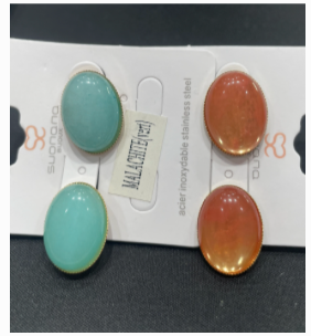 boucle oreille puce pierre ovale
