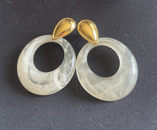 boucle oreille dore anneau transparent