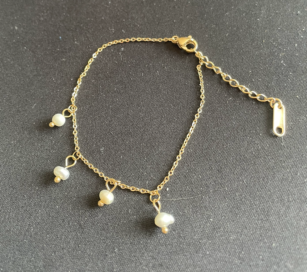 bracelet dore pampille perle
