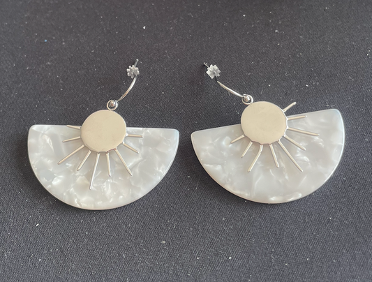 boucle oreille argent nacre soleil