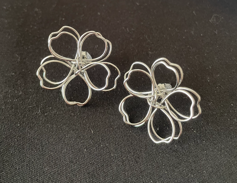 Boucle oreille fleur argent