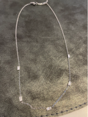 collier argent strass rectangle