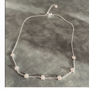 collier argent petite fleur strass