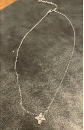 collier argent trefle strass