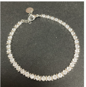 Bracelet strass rond carré argent