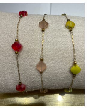 bracelet dore petite pierre couleur