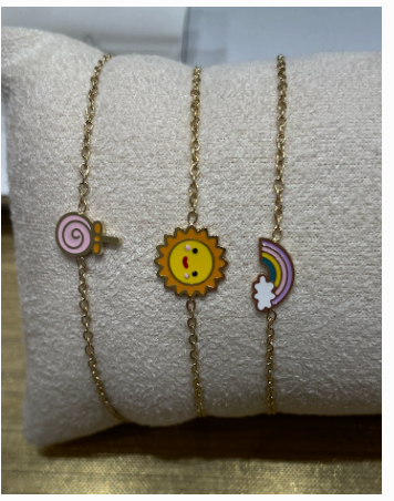 bracelet doré enfant ananas Rainbow soleil
