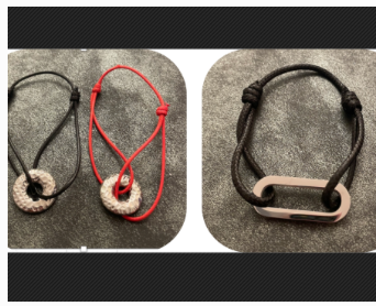 Bracelet argent cordon noir et rouge